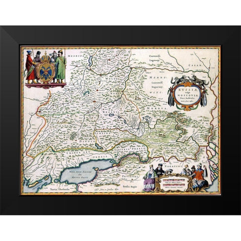 Moscow Russia - Blaeu 1665 Black Modern Wood Framed Art Print by Blaeu