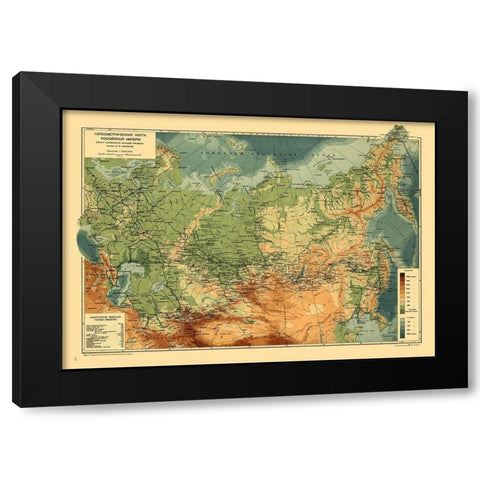 Europe Topography Russia - Shokalskiy Black Modern Wood Framed Art Print by Shokalskiy