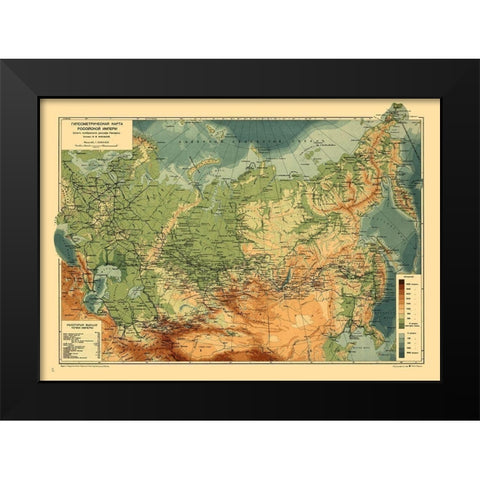 Europe Topography Russia - Shokalskiy Black Modern Wood Framed Art Print by Shokalskiy