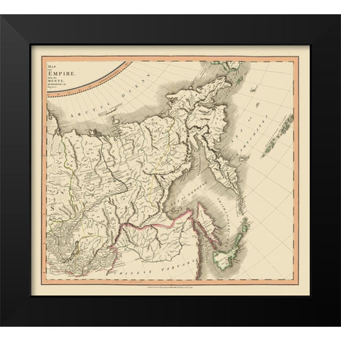 Russian Empire in Asia Russia - Cary 1799 Black Modern Wood Framed Art Print by Cary