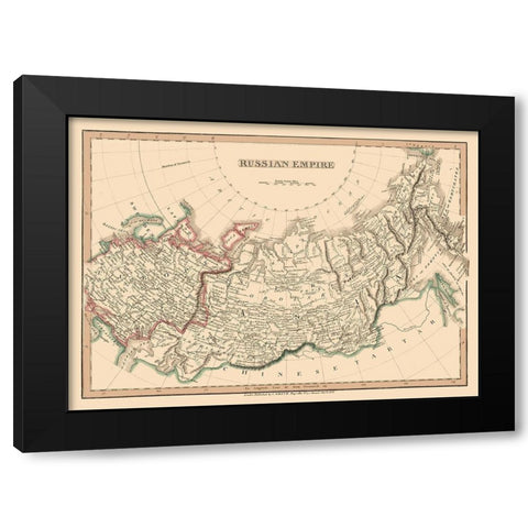 Russian Asia Empire Russia - Smith 1808 Black Modern Wood Framed Art Print by Smith