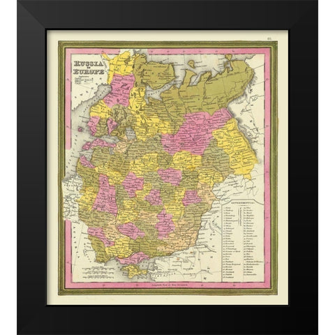 Europe Russia - Mitchell 1846 Black Modern Wood Framed Art Print by Mitchell