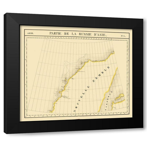 Novaya Zemlya Russia Asia - Vandermaelen 1827 Black Modern Wood Framed Art Print by Vandermaelen