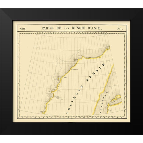 Novaya Zemlya Russia Asia - Vandermaelen 1827 Black Modern Wood Framed Art Print by Vandermaelen