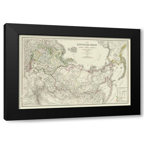Russian Empire in Europe Asia America Russia Black Modern Wood Framed Art Print by Kiepert