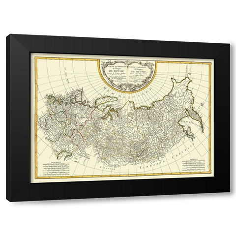 Russian Empire Europe Asia Russia - Bonne 1785 Black Modern Wood Framed Art Print with Double Matting by Bonne