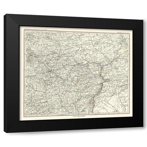 Europe Central Russia - Perthes 1873 Black Modern Wood Framed Art Print by Perthes