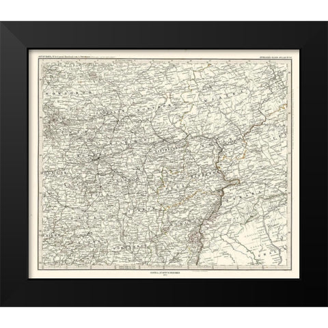 Europe Central Russia - Perthes 1873 Black Modern Wood Framed Art Print by Perthes
