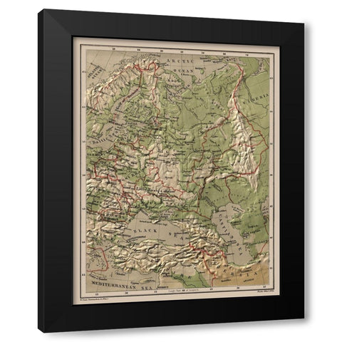 Eastern Europe Relief Russia - Swan 1880 Black Modern Wood Framed Art Print with Double Matting by Swan