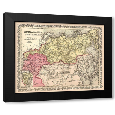 Asia Tartary Russia Mongolia - Desilver 1856 Black Modern Wood Framed Art Print by Desilver
