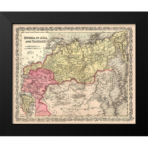 Asia Tartary Russia Mongolia - Desilver 1856 Black Modern Wood Framed Art Print by Desilver