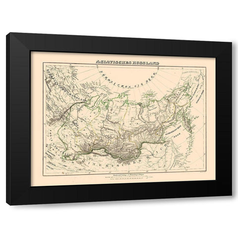 Asia Russia - Sohr 1875 Black Modern Wood Framed Art Print by Sohr