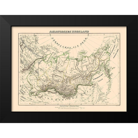 Asia Russia - Sohr 1875 Black Modern Wood Framed Art Print by Sohr