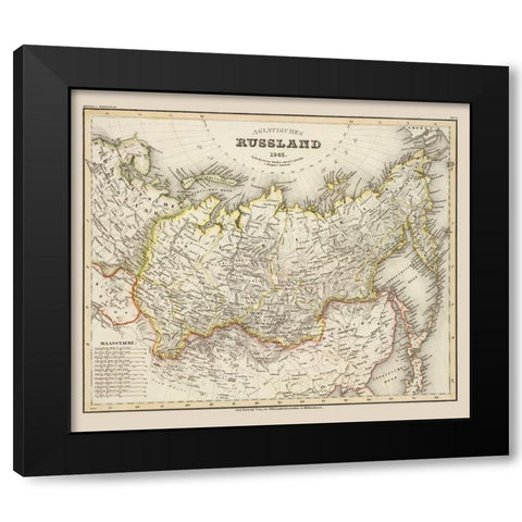 Asia Russia - Stich 1845 Black Modern Wood Framed Art Print with Double Matting by Stich