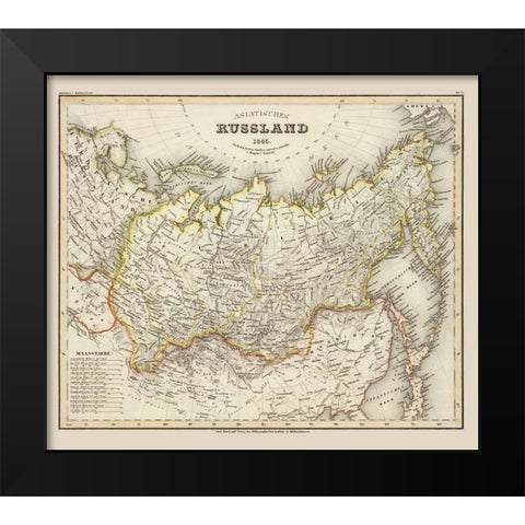 Asia Russia - Stich 1845 Black Modern Wood Framed Art Print by Stich