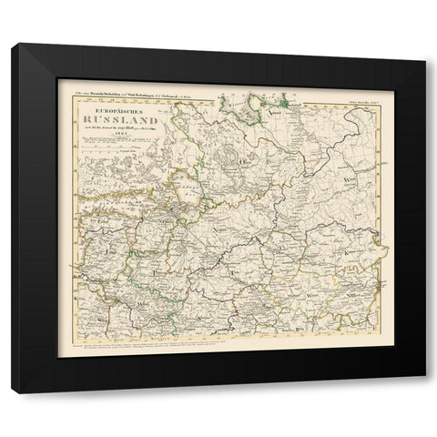 Europe Russia - Stieler 1850 Black Modern Wood Framed Art Print by Stieler
