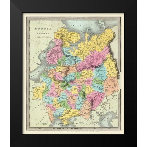 Europe Russia - Illman 1834 Black Modern Wood Framed Art Print by Illman