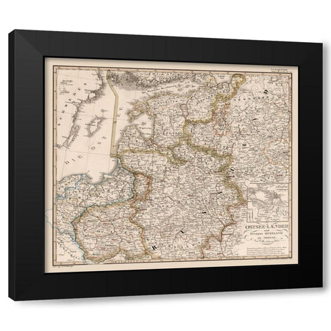 Western Russia - Stieler 1834 Black Modern Wood Framed Art Print with Double Matting by Stieler