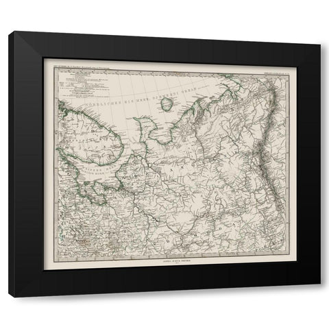 Western Russia - Perthes 1872 Black Modern Wood Framed Art Print by Perthes