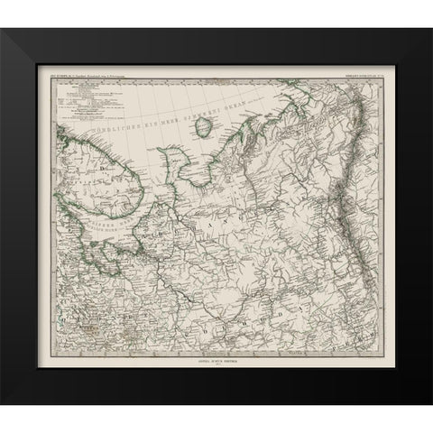 Western Russia - Perthes 1872 Black Modern Wood Framed Art Print by Perthes