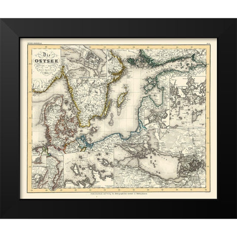 Baltic Sea Russia - Radefeld 1855 Black Modern Wood Framed Art Print by Radefeld