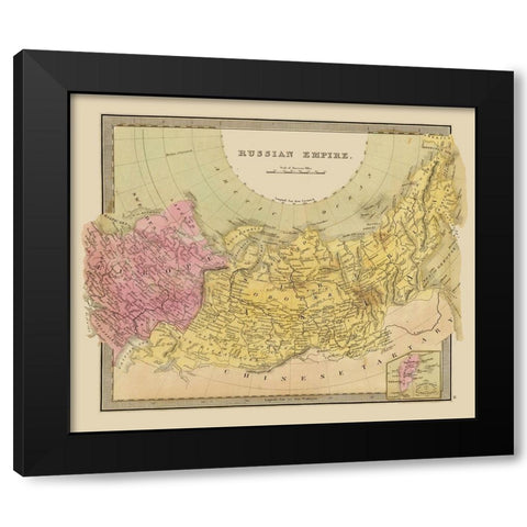 Russian Empire Europe Asia Russia - Greenleaf 1848 Black Modern Wood Framed Art Print by Greenleaf