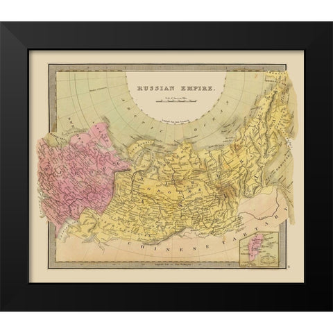 Russian Empire Europe Asia Russia - Greenleaf 1848 Black Modern Wood Framed Art Print by Greenleaf