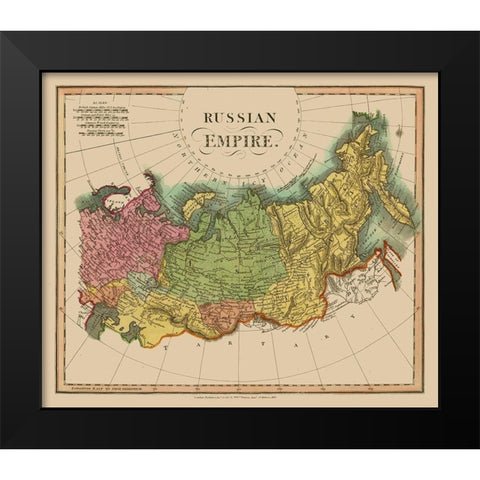 Russian Empire Russia - Darton 1811- 27.19 x 23 Black Modern Wood Framed Art Print by Darton