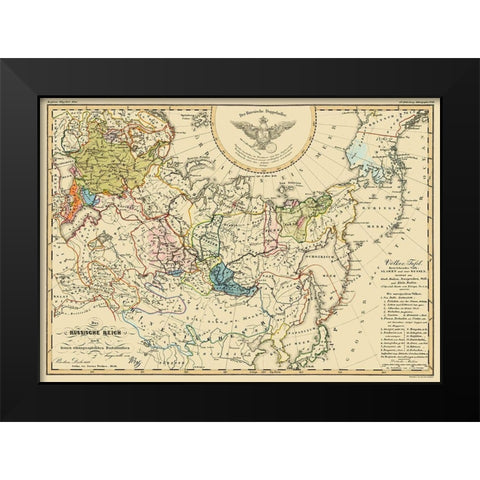 Russian Empire Russia - Perthes 1848 Black Modern Wood Framed Art Print by Perthes