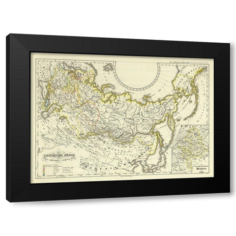 Russian Empire Asia Expansion Russia - Perthes Black Modern Wood Framed Art Print with Double Matting by Perthes