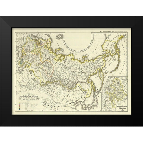 Russian Empire Asia Expansion Russia - Perthes Black Modern Wood Framed Art Print by Perthes