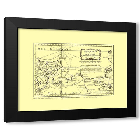 Russian Discoveries Asia America Russia Black Modern Wood Framed Art Print by Unknown