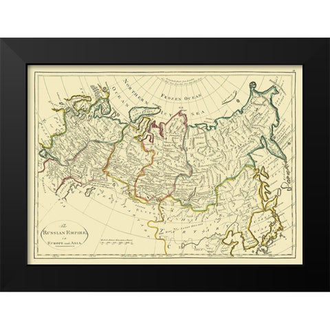 Russian Empire Asia Europe Russia - Carey 1796 Black Modern Wood Framed Art Print by Carey