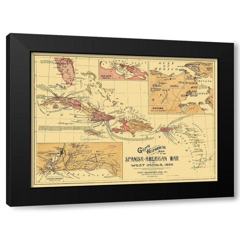 Spanish American War West Indies Caribbean Black Modern Wood Framed Art Print with Double Matting by Goff