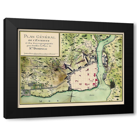 Caribbean Santo Domingo Dominican Republic Black Modern Wood Framed Art Print by Machuca