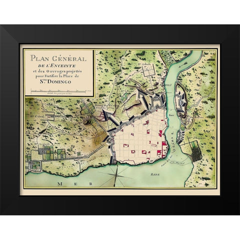 Caribbean Santo Domingo Dominican Republic Black Modern Wood Framed Art Print by Machuca