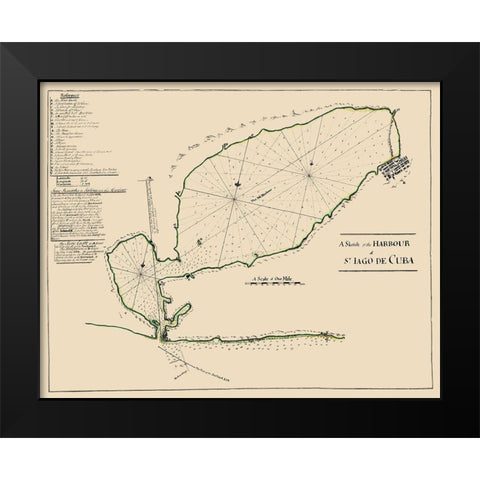 Caribbean Santiago de Cuba - 1765 Black Modern Wood Framed Art Print by Unknown