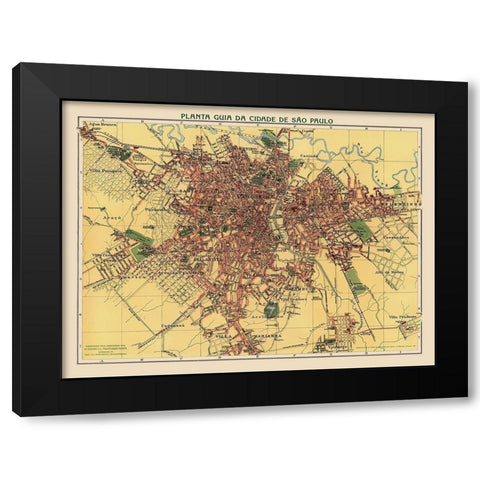 South America Sao Paulo Brazil - Hartmann 1913 Black Modern Wood Framed Art Print by Hartmann
