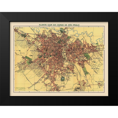 South America Sao Paulo Brazil - Hartmann 1913 Black Modern Wood Framed Art Print by Hartmann