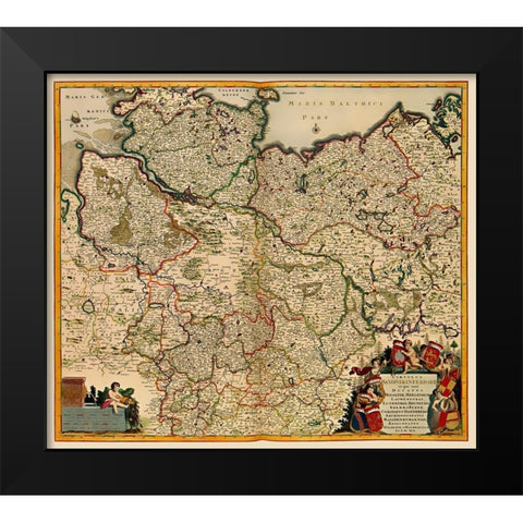Saxony Germany - De Wit 1688 Black Modern Wood Framed Art Print by De Wit