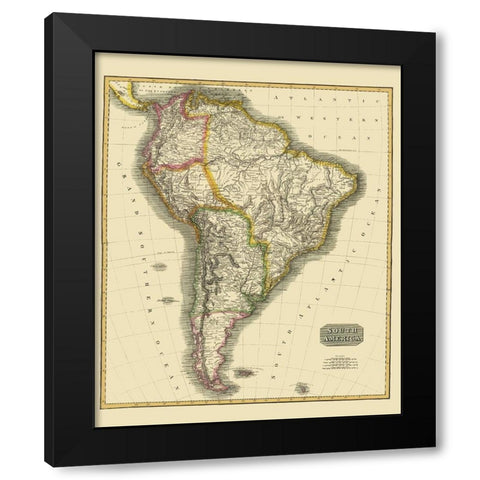 South America - Thomson 1815 Black Modern Wood Framed Art Print with Double Matting by Thomson