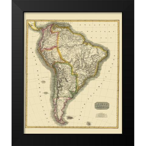 South America - Thomson 1815 Black Modern Wood Framed Art Print by Thomson