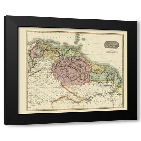 South America Caracas Venezuela Guyana Black Modern Wood Framed Art Print with Double Matting by Thomson