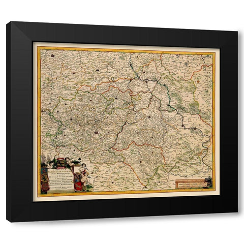 Saxony Region Germany - De Wit 1688 Black Modern Wood Framed Art Print by De Wit