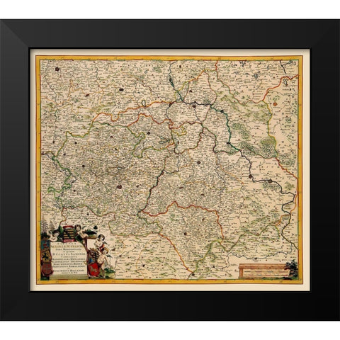 Saxony Region Germany - De Wit 1688 Black Modern Wood Framed Art Print by De Wit
