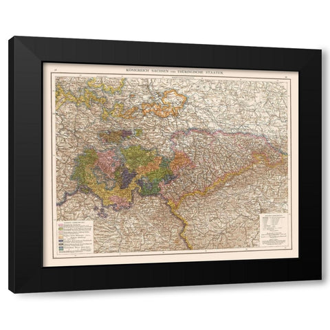 Kingdom Saxony Thuringia Region Germany Black Modern Wood Framed Art Print with Double Matting by Velhagen