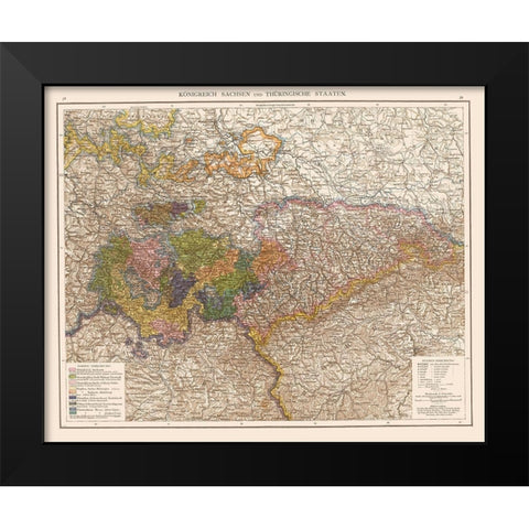 Kingdom Saxony Thuringia Region Germany Black Modern Wood Framed Art Print by Velhagen