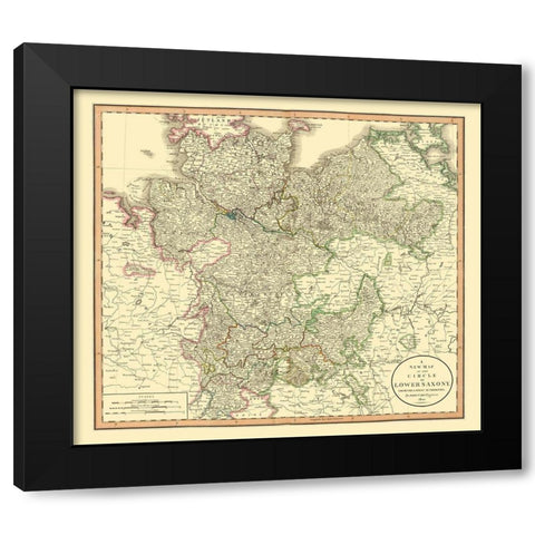 Lower Saxony Germany - Cary 1835 Black Modern Wood Framed Art Print by Cary
