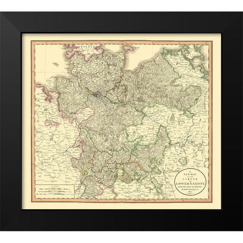 Lower Saxony Germany - Cary 1835 Black Modern Wood Framed Art Print by Cary