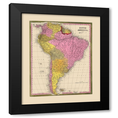 South America - Mitchell 1846 Black Modern Wood Framed Art Print by Mitchell